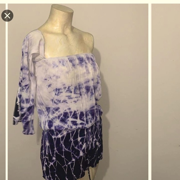 Adorable  tie dye purple romper (shorts and long sleeve) S - Picture 6 of 7